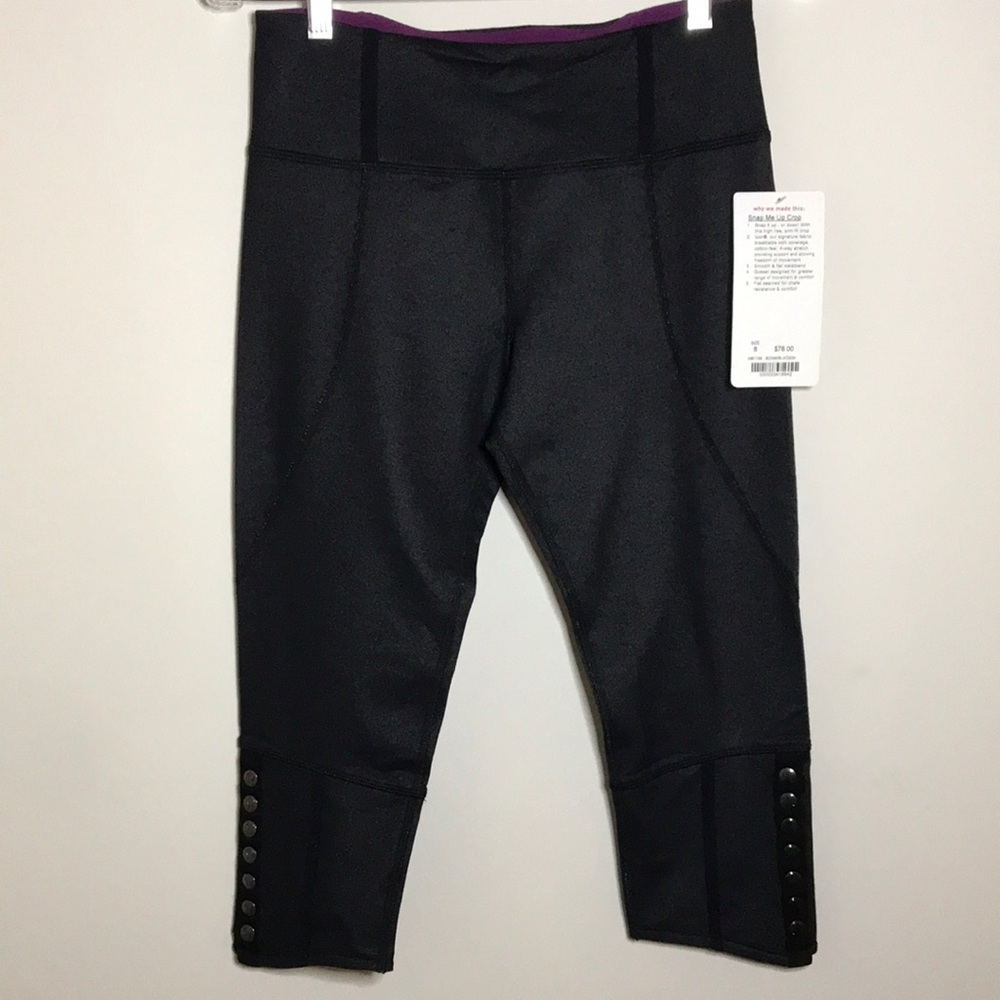 Lululemon Women’s Snap Me Up Crop Legging Black Denim Size 8 NWT